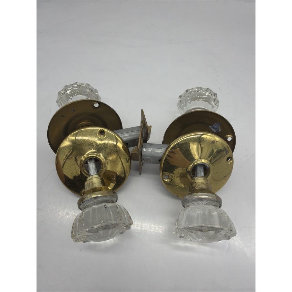 Vintage Glass Crystal Door Knob Set Legge & Newman Tonks Latch Hardware